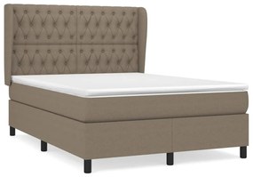 Κρεβάτι Boxspring με Στρώμα Taupe 140x200 εκ. Υφασμάτινο - Μπεζ-Γκρι