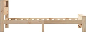 vidaXL Σκελετός Κρεβατιού με ράφι Καφέ 90 x 190 cm Στερεό πεύκο