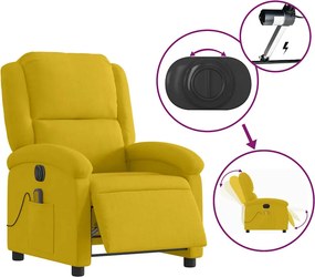 vidaXL Πολυθρόνα Μασάζ Ανακλινόμενη Ηλεκτρική Κίτρινη Βελούδινη