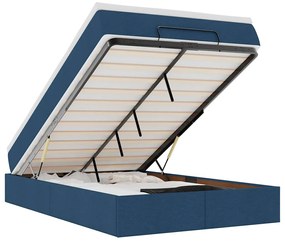 vidaXL Οθωμανικό κρεβάτι με στρώμα μπλε 120x200cm ύφασμα