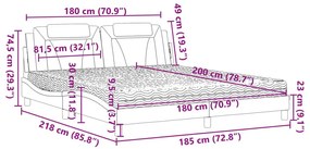 Κρεβάτι με Στρώμα Καφέ 180x200 εκ. Συνθετικό Δέρμα - Καφέ