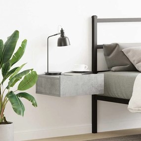 vidaXL Κομοδίνο Κρεμαστό Γκρι Σκυροδέματος 40x30x15 εκ. από Επεξ. Ξύλο
