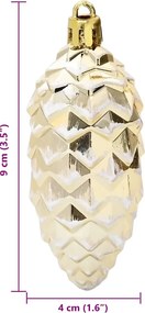 vidaXL Μπάλα από κουκουνάρι Χριστουγέννων 40 pcs Χρυσό Πλαστικό