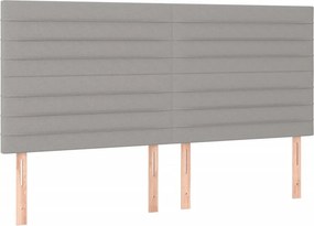 vidaXL Κρεβάτι Boxspring με Στρώμα Ανοιχτό Γκρι 200x200 εκ. Υφασμάτινο