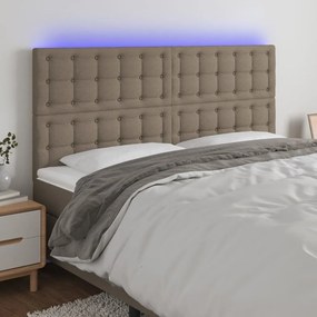 Κεφαλάρι Κρεβατιού LED Taupe 200x5x118/128 εκ. Υφασμάτινο - Μπεζ-Γκρι