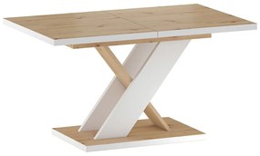 Τραπέζι Boston 468, Άσπρο, Wotan δρυς, 76x85x138cm, 34 kg, Επιμήκυνση, Πλαστικοποιημένη μοριοσανίδα | Epipla1.gr