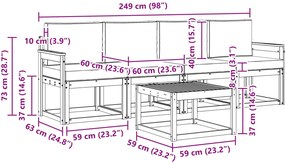 vidaXL Σειρά Καναπέ Εξωτερικού με μαξιλάρι 5 pcs Λευκό και Μπεζ