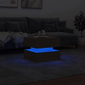 Τραπεζάκι Σαλονιού με LED Sonoma Δρυς 50x50x40 εκ. - Καφέ