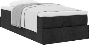 vidaXL Οθωμανικό κρεβάτι με στρώμα Μαύρο 90x190cm Ύφασμα