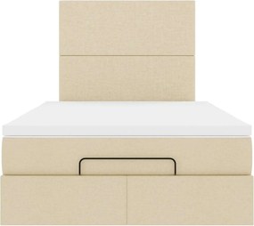 vidaXL Οθωμανικό κρεβάτι με στρώμα Cream 120x190 cm Ύφασμα