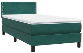 Box Spring κρεβάτι με στρώμα σκούρο πράσινο 90x210εκ. Βελούδινο - Πράσινο