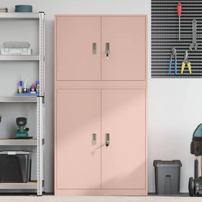 vidaXL Ντουλάπι αποθήκευσης 2 τμχ. Ροζ 90 x 40 x 175 εκ Ατσάλι