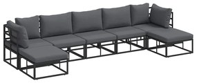 vidaXL Σετ Καναπέ Κήπου με μαξιλάρι 7 pcs Μαύρο Αλουμίνιο