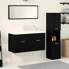 vidaXL Σετ Επίπλων Μπάνιου με ράφι 4 pcs Μαύρη Οξυά Επεξεργασμένο ξύλο