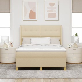 vidaXL Κρεβάτι με Στρώμα & LED Κρέμα 160x200 cm Υφασμάτινο