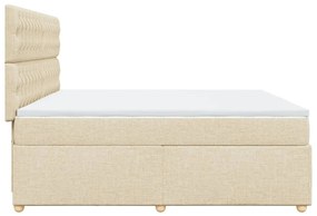 vidaXL Κρεβάτι Boxspring με Στρώμα Κρεμ 200x200 εκ. Υφασμάτινο