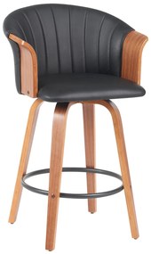 Σκαμπό Bar ArteLibre CASSIAN Μαύρο/Καφέ Ξύλο/PU 50x50x103cm