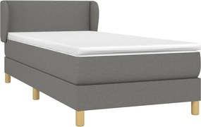 vidaXL Κρεβάτι Boxspring με Στρώμα Σκούρο Γκρι 90x190 εκ. Υφασμάτινο
