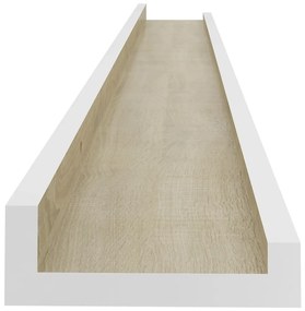 vidaXL Ράφια Τοίχου 2 τεμ. Λευκό και Sonoma Δρυς 100 x 9 x 3 εκ.
