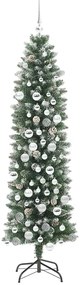 vidaXL Τεχνητό Λεπτό Χριστουγεννιάτικο Δέντρο Πράσινο και Λευκό 180 cm
