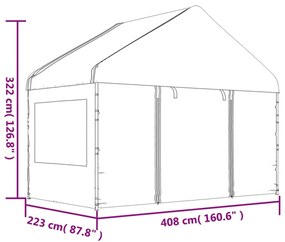 Κιόσκι με Τέντα Λευκό 6,69 x 4,08 x 3,22 μ. από Πολυαιθυλένιο - Λευκό