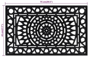Πατάκι Εισόδου Ορθογώνιο 45 x 75 εκ. από Καουτσούκ - Μαύρο