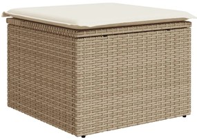 vidaXL Σετ Καναπέ Κήπου 10 τεμ. Μπεζ Συνθετικό Ρατάν με Μαξιλάρια