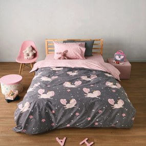 Σεντόνια Παιδικά Nyati (Σετ 3τμχ) Grey-Pink Kentia Μονό 160x270cm 100% Βαμβάκι