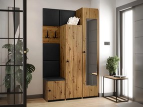 Σετ διαδρόμου Hartford E103, 214x42x44cm, 96 kg, Καθρέφτης, Artisan δρυς, Οικολογικό δέρμα, Πλαστικοποιημένη μοριοσανίδα, Τοίχου, Εντοιχισμένη