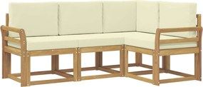 vidaXL Σειρά Καναπέ Εξωτερικού με μαξιλάρι 4 pcs Λευκό και Κρεμ