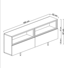Έπιπλο Τηλεόρασης Ανθρακί CUZEDE 180x32x67