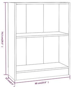 Βιβλιοθήκη Γκρι Sonoma 60x24x76 εκ. από Επεξεργασμένο Ξύλο - Γκρι