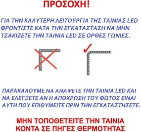 Ταινία Led 40m 10W 230VAC θερμό φως 3000k 1000lm στεγανή IP65