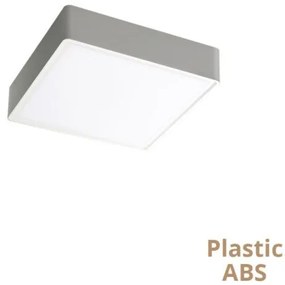 Πλαφονιέρα Donousa LED πλαστική τετράγωνη με σκιάδιο PC Viokef 4209300 Γκρι