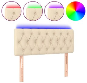 vidaXL Κεφαλάρι Κρεβατιού LED Κρεμ 90x7x78/88 εκ. Υφασμάτινο