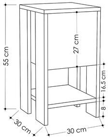 Κομοδίνο Ema Megapap χρώμα sapphire oak - λευκό 30x30x55εκ.