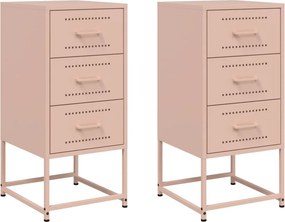 vidaXL Κομοδίνα 2 τεμ. Ροζ 36x39x78 εκ. από Χάλυβα