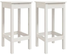 Καρέκλες Μπαρ 2 τεμ. Λευκό 40x40x78 εκ. Μασίφ Ξύλο Πεύκου - Λευκό