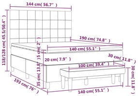 Κρεβάτι Boxspring με Στρώμα Taupe 140x190 εκ. Υφασμάτινο - Μπεζ-Γκρι