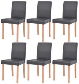vidaXL Τραπεζαρία & Καρέκλες 7 τεμ. Μαύρα Συνθετικό Δέρμα / Ξύλο Δρυός