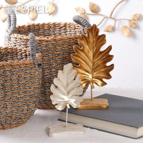 Σετ Διακοσμητικά Φύλλα Πολυρητίνης Ασημί Φύλλο 2τμχ 13x23 -15x29εκ