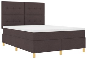 vidaXL Κρεβάτι με Στρώμα Σκούρο Καφέ 140x200 εκ Ύφασμα