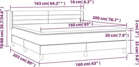vidaXL Κρεβάτι Boxspring με Στρώμα Μπλε 160x200 εκ. Υφασμάτινο