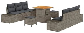 vidaXL Σετ Καναπέ Κήπου με μαξιλάρι 9 pcs Γκρι Πολυ ράταν