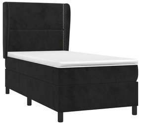 vidaXL Κρεβάτι Boxspring με Στρώμα Μαύρο 90x190 εκ. Βελούδινο