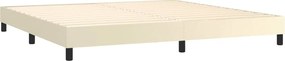 vidaXL Κρεβάτι Boxspring με Στρώμα Κρεμ 200x200 εκ. Συνθετικό Δέρμα