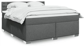 Κρεβάτι Boxspring με Στρώμα Σκούρο Γκρι 180x200 εκ Υφασμάτιν - Γκρι