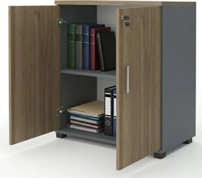 Ντουλάπι γραφείου με κλειδαριά επαγγελματικό Venturo  χρώμα ανθρακί - καρυδί 80x40x80εκ.