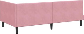 vidaXL Κρεβάτι Γωνίας Ροζ 100 x 200 cm Βελούδο