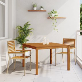 vidaXL Σετ Τραπεζαρίας Κήπου 3 Τεμαχίων Μπεζ Πολυ Ράτταν Ακακία